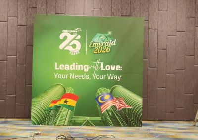 Emerald 2026 Event Backdrop Setup visual by Affixworks