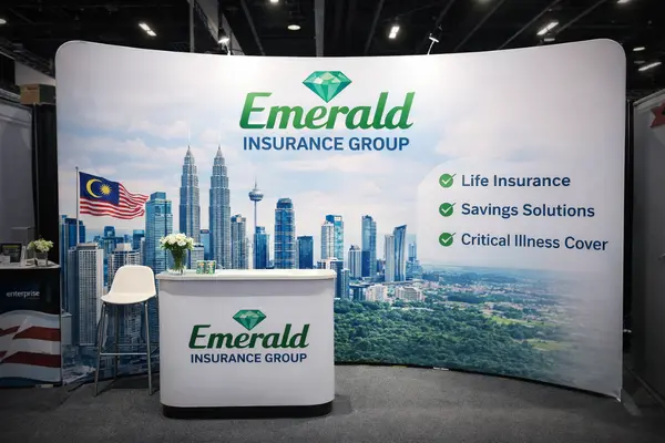Event Booth Backdrop Completed Setup and Visual