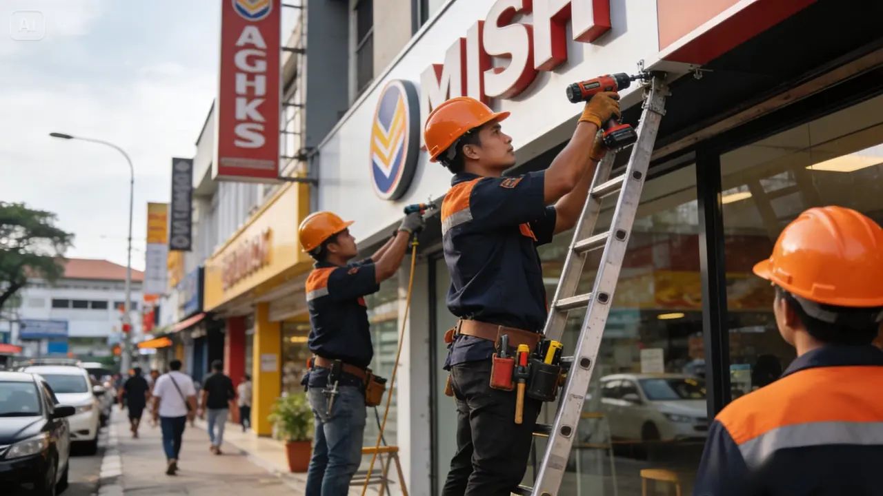 Chain Outlet Shop commercial signage installation